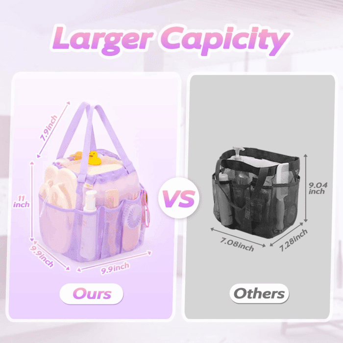 Mesh Shower Caddy Portable with Drawstring, Dorm Room Essentials for College Students Girl & Boy, Larger Shower Bag for Camping,Swimming,Gym,Travel,Bathroom - Purple - Image 4