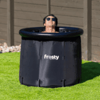 Cold Plunge Tub - Ice Bath Tub for Cold Water - Pro Grade Cold Plunge Ice Pod with Water Chiller Compatibility - the Ice Pod Cold Plunge Tub for Contrast Therapy (Black/White, Ice Pod + 4 Ice Bricks)