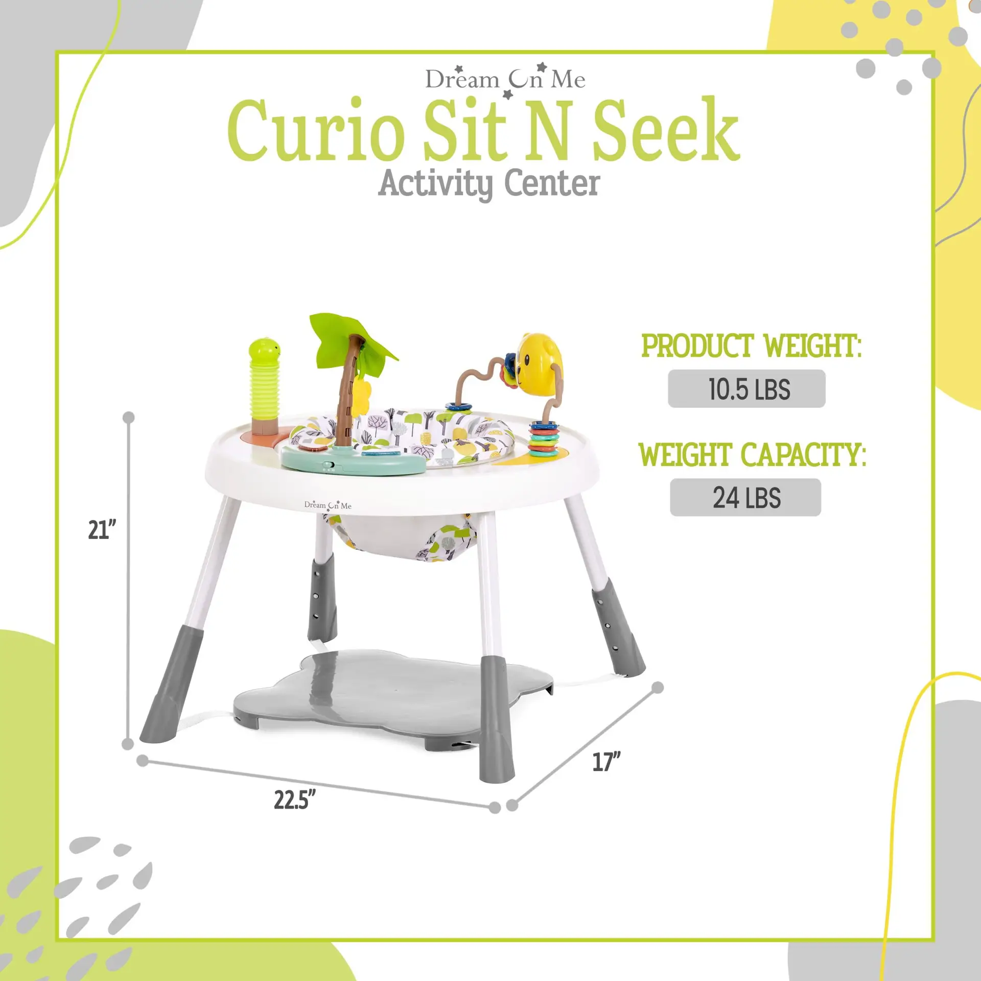 Curio Lightweight & Convertible Sit N Seek Activity Center, Lime - Image 9