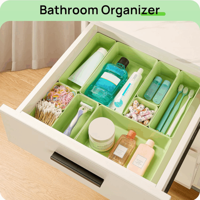 25 PCS Plastic Drawer Organizers Set, 4-Size Versatile Bathroom and Vanity Drawer Organizer Trays, Storage Bins for Makeup, Bedroom, Kitchen Gadgets Utensils and Office - Image 5