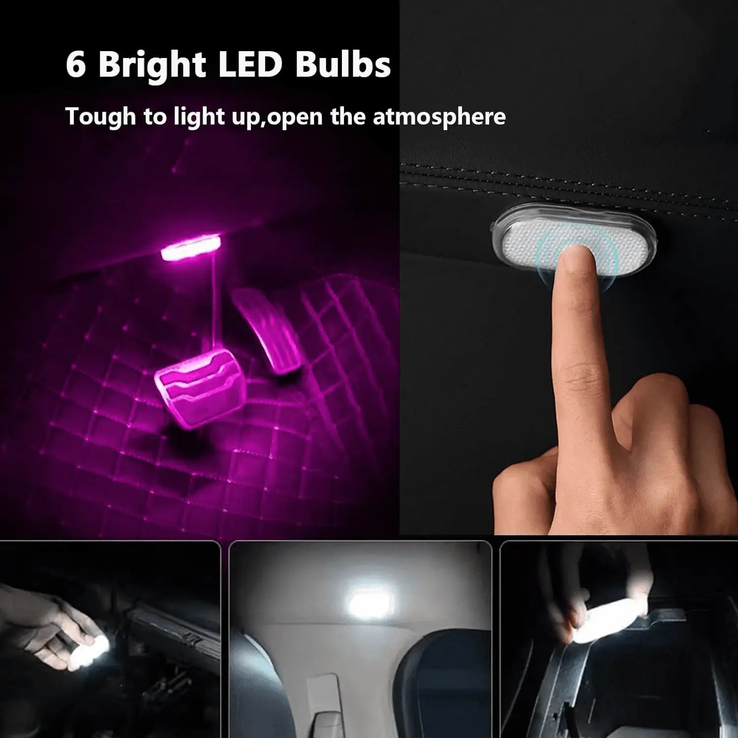 4Pcs Wireless LED Lights for Car Interior,7 Colors Ambient Lighting Car Interior,Car Lights inside Your Car,Usb Rechargeable Car Interior Led Night Light for Car Decor - Image 2