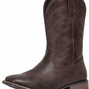 Cowboy Boots for Men with Wide Square Toe Western Retro Boot Durable Classic Fashionable Embroidered Pull on Slip Resistant Boots