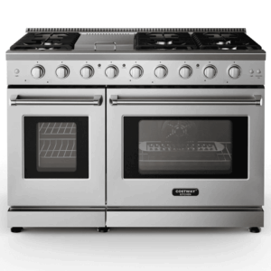 48 Inches Freestanding Natural Gas Range with 7 Burners Cooktop, Gas Cooktop for Kitchen, Stainless Steel