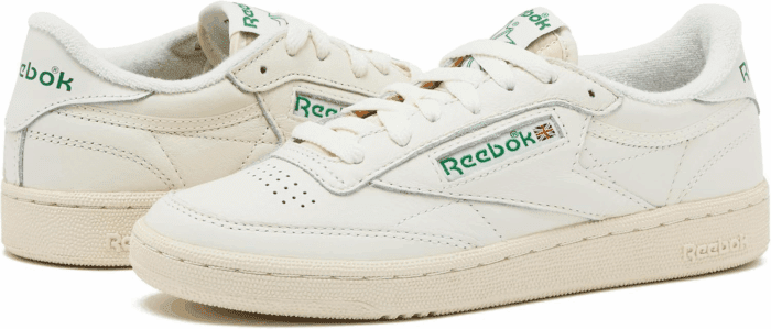 Club C 85 Vintage Tennis Sneakers, Casual White Womens Shoes, Chalk/Alabaster/Glen Green, 8 - Image 6