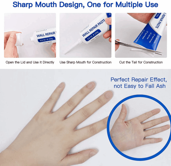 Spackle Wall Fillers Drywall Patch Repair Kit Hole White Repair Paste, Plaster Dent Repair Mending Agent 8.8 Oz Each FU0619 2 Count - Image 4