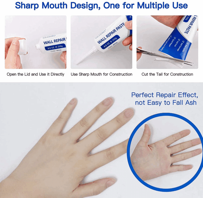 Spackle Wall Fillers Drywall Patch Repair Kit Hole White Repair Paste, Plaster Dent Repair Mending Agent 8.8 Oz Each FU0619 2 Count - Image 4