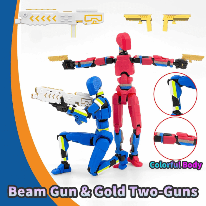 5-Pack T13 Action Figure Already Assembled, Multi-Colored Titan 13 Action Figure Set with Laser Saber 3D Printed T 13 Lucky Robo Dummy Nova 13 Action Figures, Figura De Acción T13 - Image 3