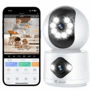 2.5K Indoor Security Camera,Dual Lens 360° Cameras for Home Security Indoor with Motion Detection Alert, Pet Camera with 2 Way Audio, Baby Monitor-Night Vision