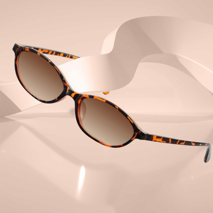 Retro Oval Sunglasses for Women 90S Design Small Cat Eye Sun Glasses UV Protection Y2K Trendy Narrow Shades - Image 3