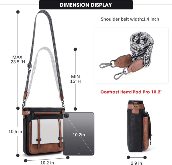 Crossbody Bags for Women,Multi Pocket Crossbody Purses Vegan Leather Shoulder Handbags Travel Purse Adjustable Strap - Image 6