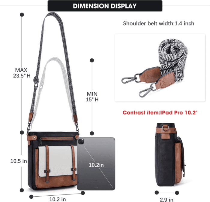 Crossbody Bags for Women,Multi Pocket Crossbody Purses Vegan Leather Shoulder Handbags Travel Purse Adjustable Strap - Image 6