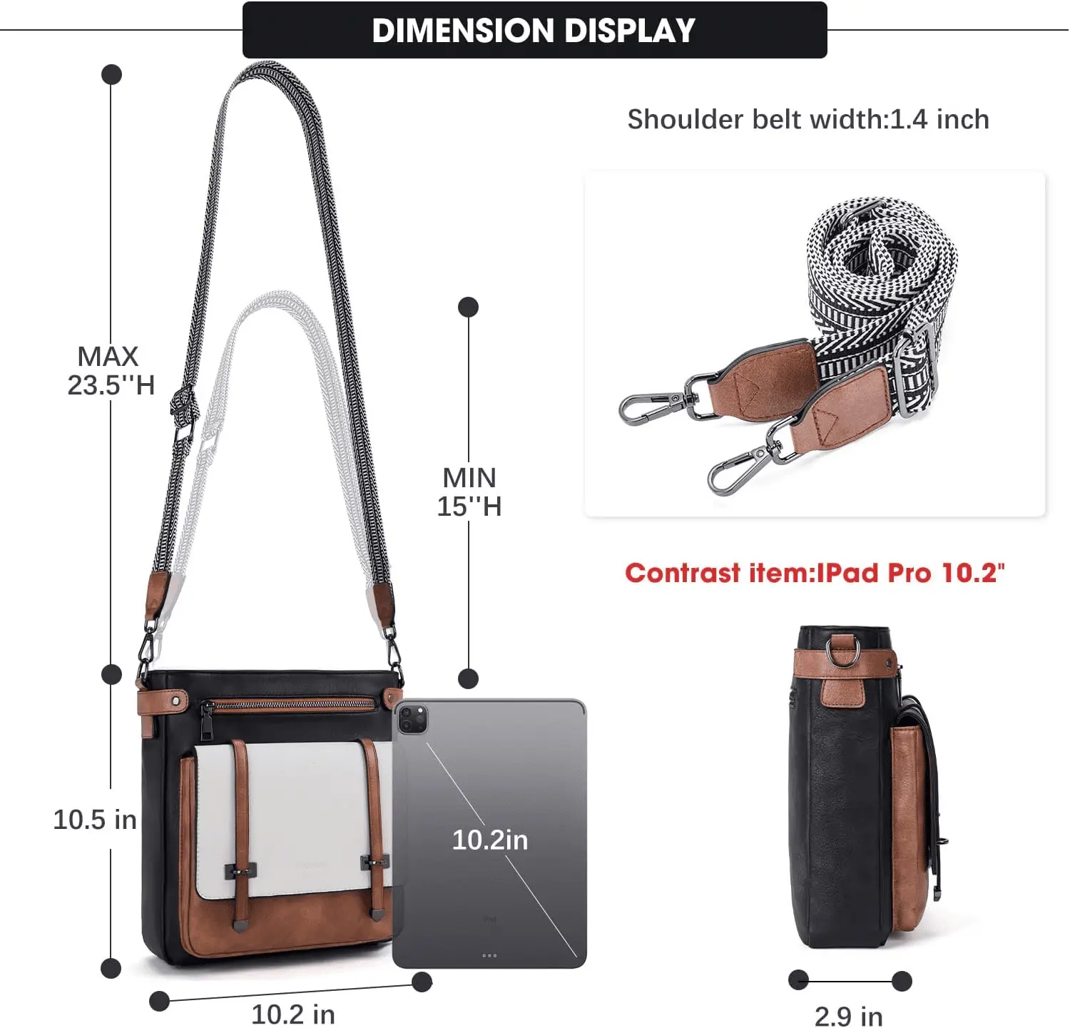 Crossbody Bags for Women,Multi Pocket Crossbody Purses Vegan Leather Shoulder Handbags Travel Purse Adjustable Strap - Image 6