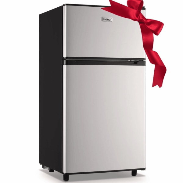 3.5 Cu.Ft Fridge with Freezer 2 Door Compact Refrigerator Adjustable Thermostat Silver New