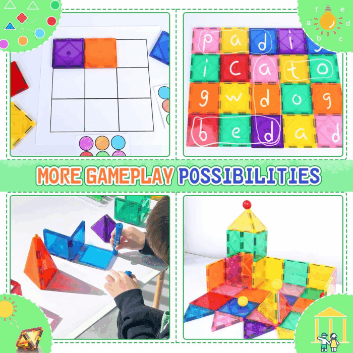 Magnetic Tiles Toddler Toys Magnetic Building Blocks for Kids Ages 3-12 STEM Educational Toys for Girls & Boys Sensory Play for Preschool Learning - Image 2