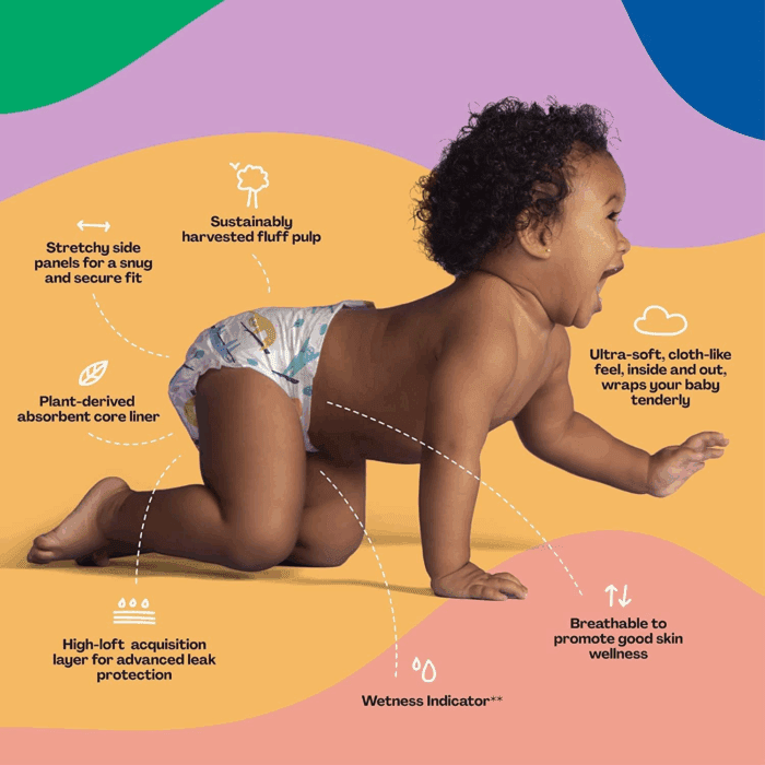 Diapers, Size Newborn (NB, up to 10 Lbs), 96 Count of Premium Disposable Baby Diapers in Umbrella and Koala Kids Designs, Hypoallergenic with Soft, Cloth-Like Feel - Image 8