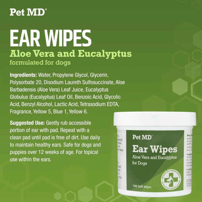 - Dog Ear Cleaner Wipes - Otic Cleanser for Dogs to Stop Ear Itching, and Infections with Aloe and Eucalyptus - 100 Count - Image 5