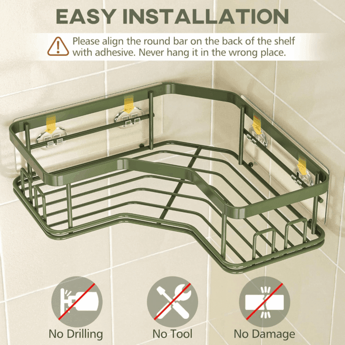 Shower Caddy Organizer, 3-Pack Corner Shower Caddy Organizer Shelves Storage Rack Accessories for Bathroom Countertop Home Decor Set, Forest Green - Image 5