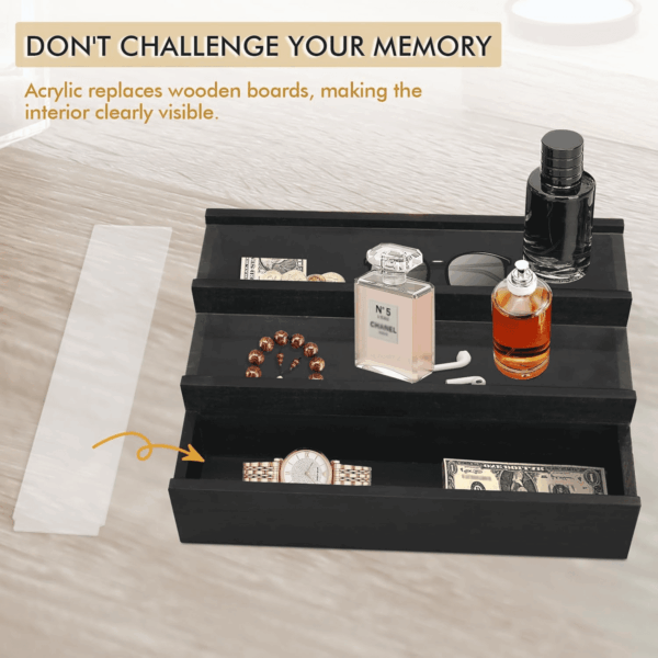 Cologne Organizer for Men - 3 Tier Cologne Stand Perfume Holder with 3 Hidden Compartments,Perfume Display Holder for Cologne,Mens Organizer Station for Dresser, Beside, Men'S Gift - Image 4