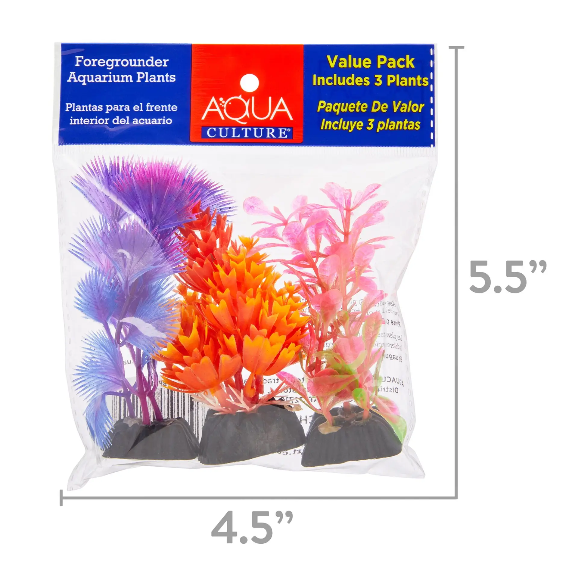 Foregrounder Plastic Aquarium Plants - Multicolored - 3 Count per Pack - Image 7