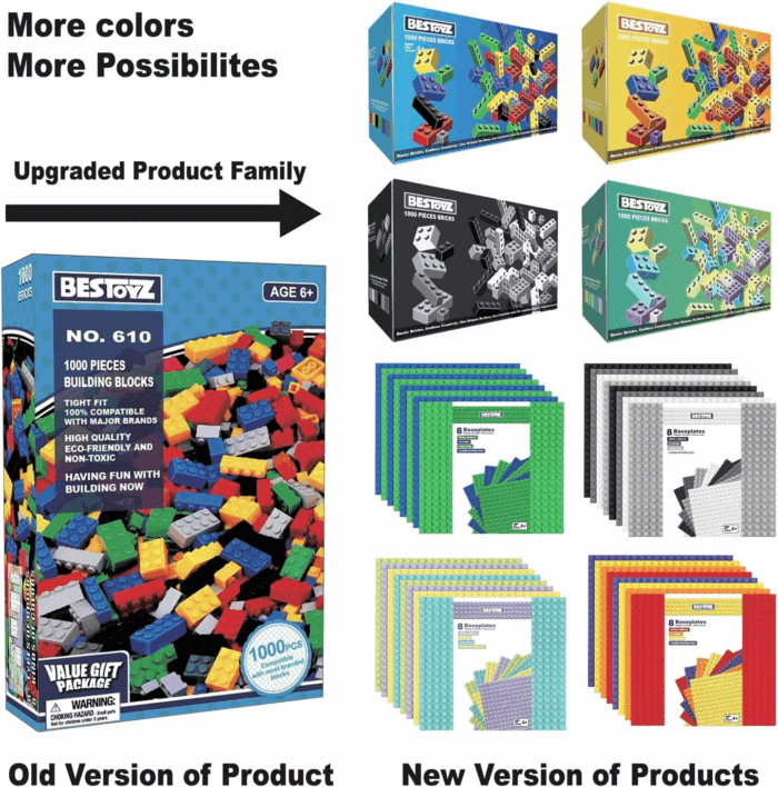 1000 Pieces Building Blocks, Bulk Classic Building Bricks Toy, Big Box of Basic Bricks, Compatible with Major Brands, Educational Construction Toys & Gifts for Kids 4+ - Image 7