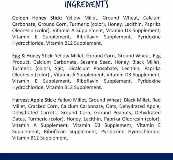 Crunch Sticks Parakeet Treat, Honey, Egg, and Apple, Multi Pack of 12 Sticks - Image 7