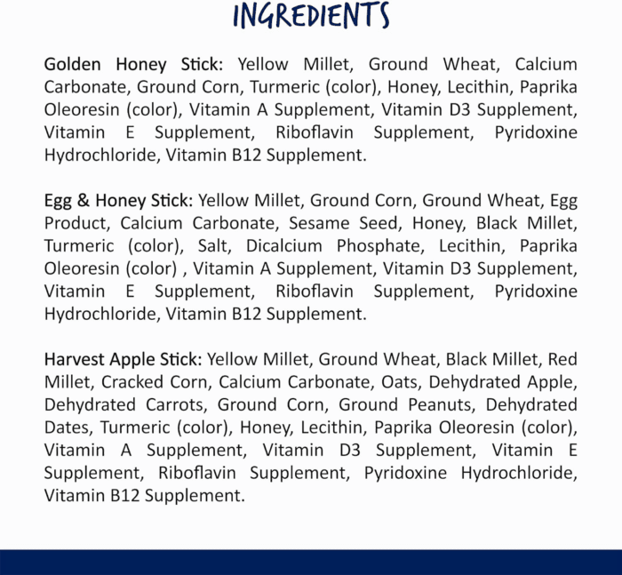 Crunch Sticks Parakeet Treat, Honey, Egg, and Apple, Multi Pack of 12 Sticks - Image 7