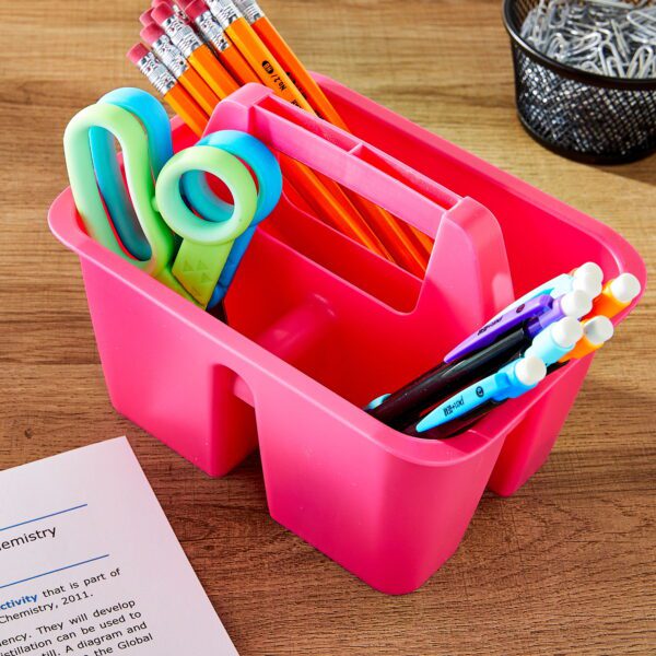 Mini Plastic Craft and Hobby Organizer Caddy, Fuchsia Burst - Image 2