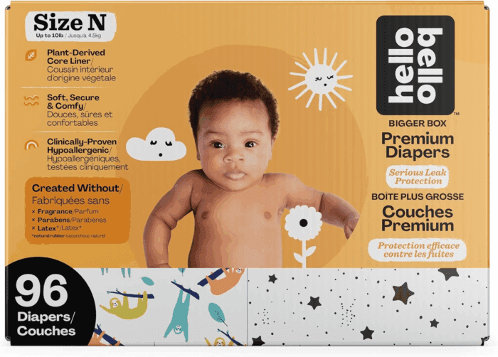 Diapers, Size Newborn (NB, up to 10 Lbs), 96 Count of Premium Disposable Baby Diapers in Umbrella and Koala Kids Designs, Hypoallergenic with Soft, Cloth-Like Feel - Image 2
