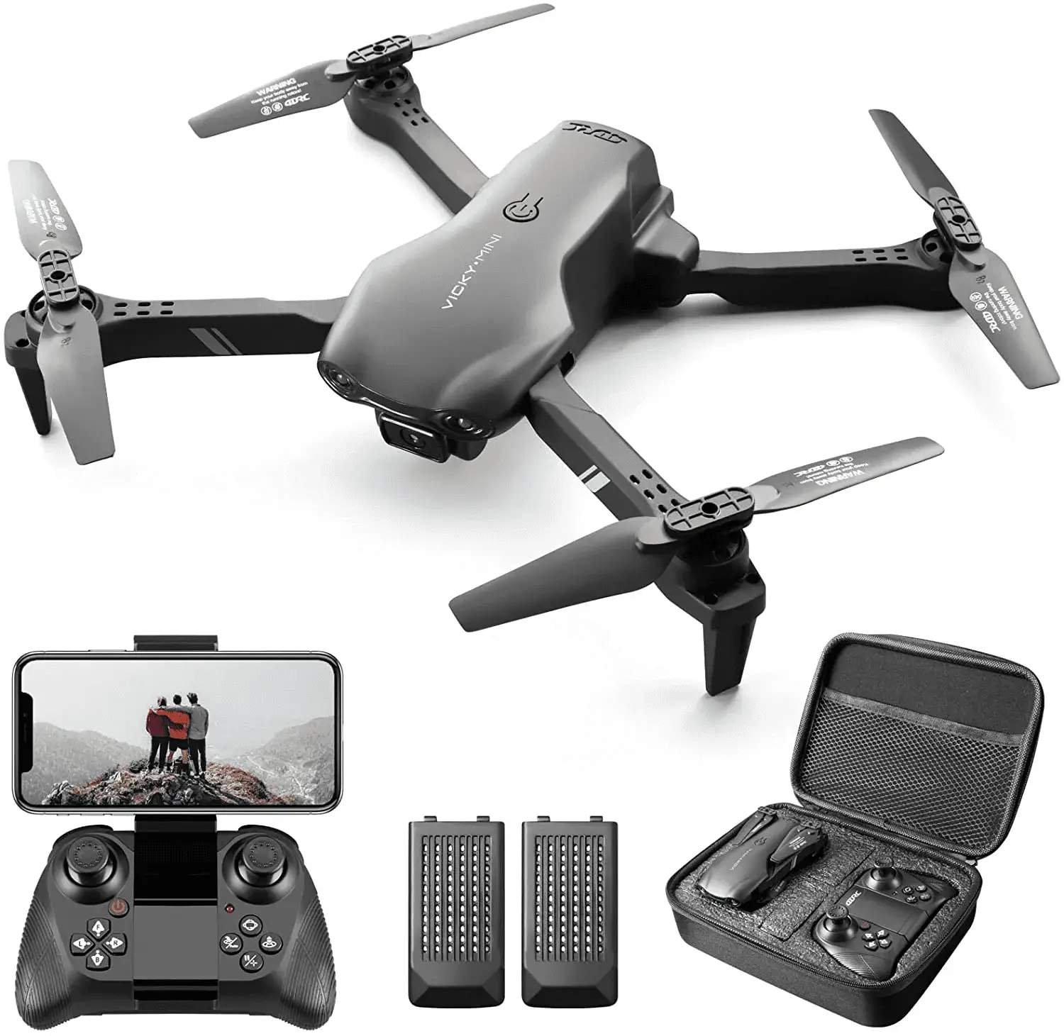 V8 Drone with 720P HD Camera for Adults and Children FPV Real-Time Video, 3 Modular Batteries and Storage Bag, Blue