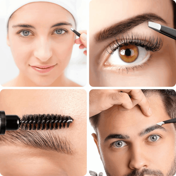 Eyebrow Trimmer 8-Pack - Eyebrow Tweezers Set - Eyebrow Shaping Kit for Women & Men with Razor, Brush with Comb, Pencil, and Scissors in Padded Case - Image 6