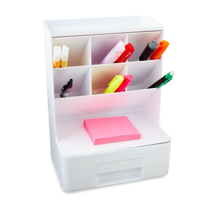 Pen Gear White Tall Organizer Plastic Desktop Organizer - Image 4