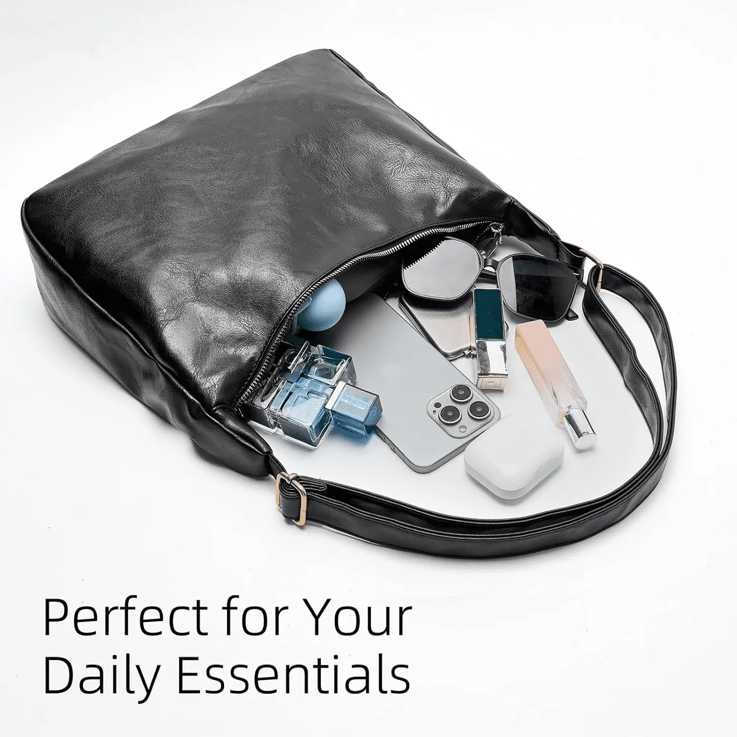 Hobo Bags for Women, Ultra Soft Foldable Vegan Leather Shoulder Handbag, Stylish Slouchy Tote Purses - Image 4