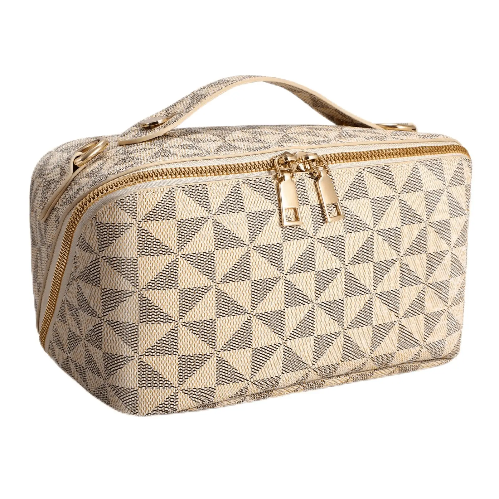 2 in 1 Crossbody Makeup Bag,Large Capacity Luxury Leather Cosmetic Bag for Travel - Image 8