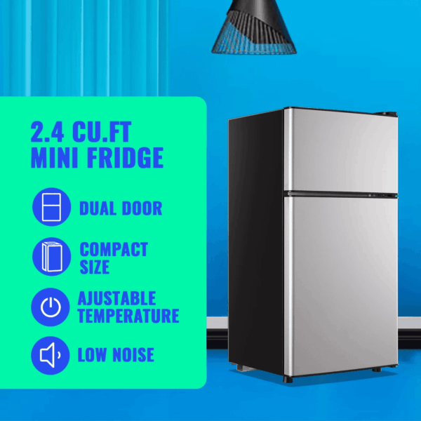 2.4 Cu.Ft Mini Fridge with Freezer, Apartment Size Refrigerator, Silver, New - Image 6