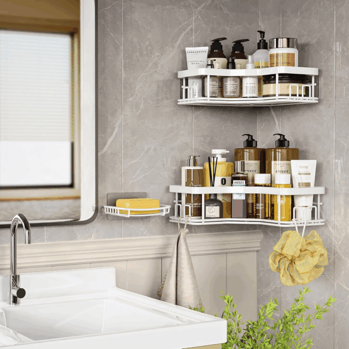 Shower Caddy Organizer, 3-Pack Corner Shower Caddy Organizer Shelves Storage Rack Accessories for Bathroom Countertop Home Decor Set, White - Image 2