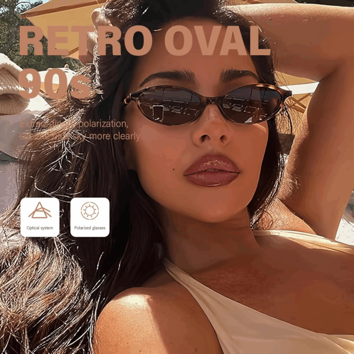 Retro Oval Sunglasses for Women 90S Design Small Cat Eye Sun Glasses UV Protection Y2K Trendy Narrow Shades - Image 2