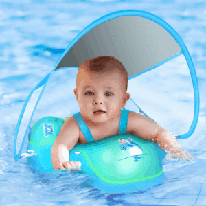 Baby Swimming Float with UPF50+ Sun Canopy Baby Floats for Pool No Flip Overbaby Pool for Baby Age of 3-36 Months