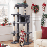 Large Multi-Level Cat Tree, 63 Inches Tall with Sisal-Covered Scratching Posts, Condo, Hammock, Dangling Ball, and Extended Platform for Cats to Play and Sleep - Image 2