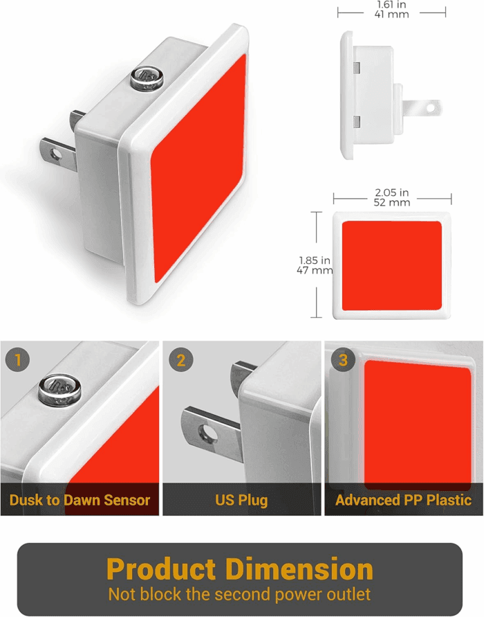 Red Night Light, Red Nightlight[2 Pack],0.3W LED Night Light with Auto Light Sensor,Night Lamp Plug into Wall for Bedroom,Corridor,Hallway,Non-Dimmable - Image 4