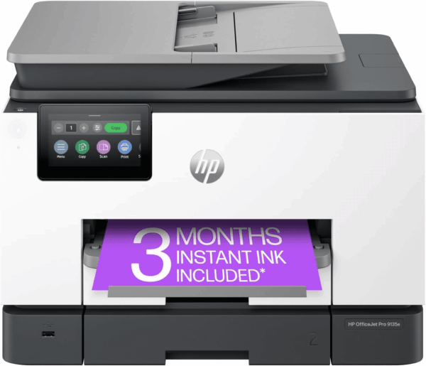 Officejet Pro 9135E All-In-One Printer, Color, Printer-For-Small Medium Business, Print, Copy, Scan, Fax, Wireless 3 Months of Instant Ink Included; Two-Sided Printing; Two-Side