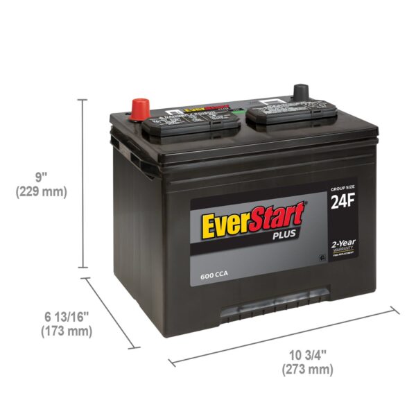 plus Lead Acid Automotive Battery, Group Size 24F 12 Volt, 600 CCA - Image 8