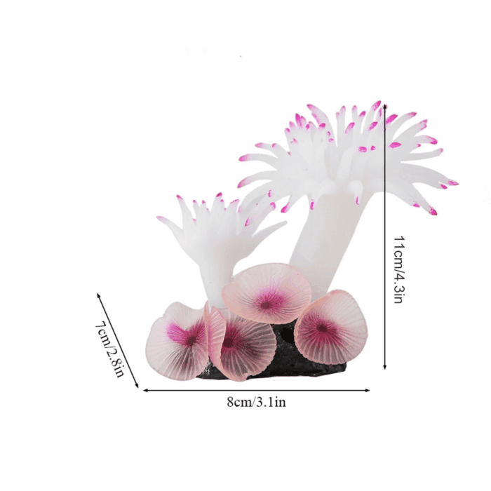 Aquarium Bubbler Decorations,Betta Fish Tank Accessories,Fish Tank Silicone Coral Concrete Base Simulation Plant Decoration Aquarium Ornaments[White] - Image 6
