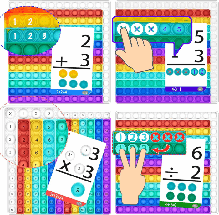 Math Games for Kids - Flash Cards for Kids - Pop It Practice with Addition, Subtraction, Multiplication & Division - Ideal for Math Learning and Skill Building. - Image 2