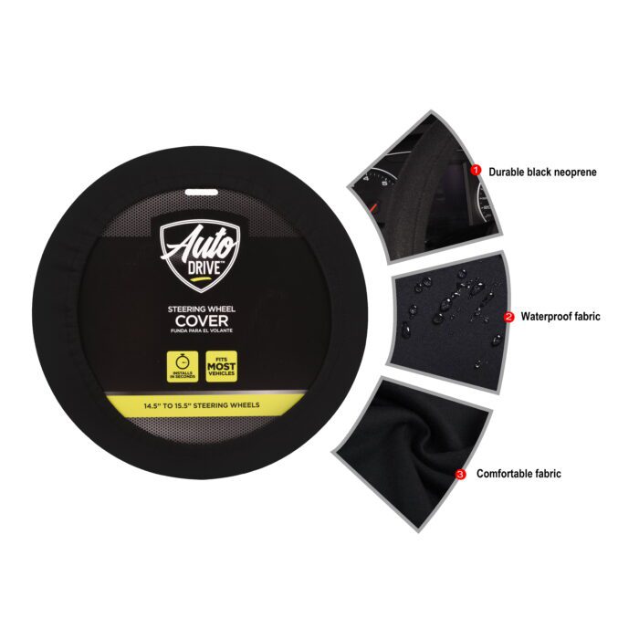 Universal Black Neoprene Waterproof Steering Wheel Cover, Set of 1, Fit for Cars, Suvs, Trucks - Image 8