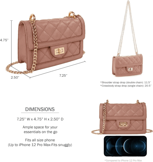 Small Quilted Crossbody Bag, Trendy Designer Mini Shoulder Bag, Phone Wallet Purse for Women - Image 4