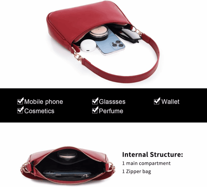 Shoulder Bag for Women with 2 Removable Straps and Zipper Closure Crossbody Bags Clutch Tote Handbags Purses - Image 5