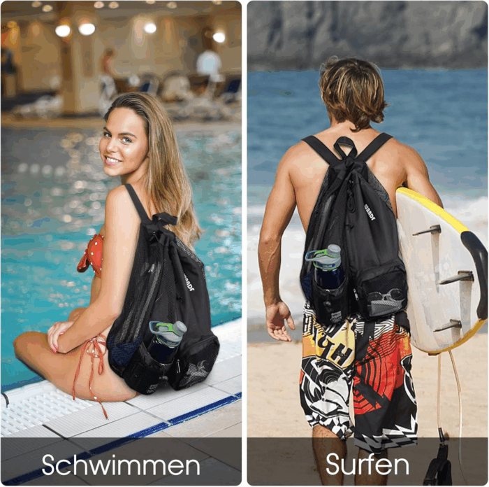Swim Bag Mesh Drawstring Backpack with Wet Pocket for Swimming, Gym, and Workout Gear - Image 2
