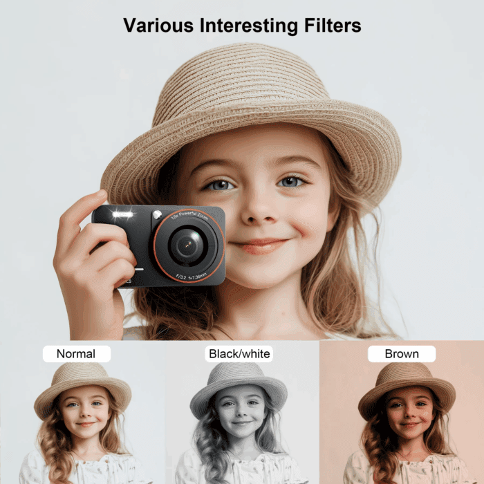 64MP 4K Digital Camera, 2.8" Screen 18X Digital Zoom anti Shake Compact Retro Camera, Vlogging Camera for Kids Teens Seniors with 32GB Card（Black） - Image 3