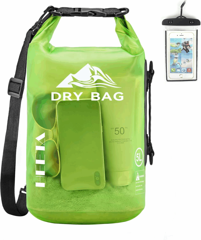 Dry Bag Waterproof for Women Men, 5L/10L/20L/30L/40L Roll Top Lightweight Dry Storage Bag Backpack with Phone Case for Travel, Swimming, Boating, Kayaking, Camping & Beach, 11 Transparent Colors