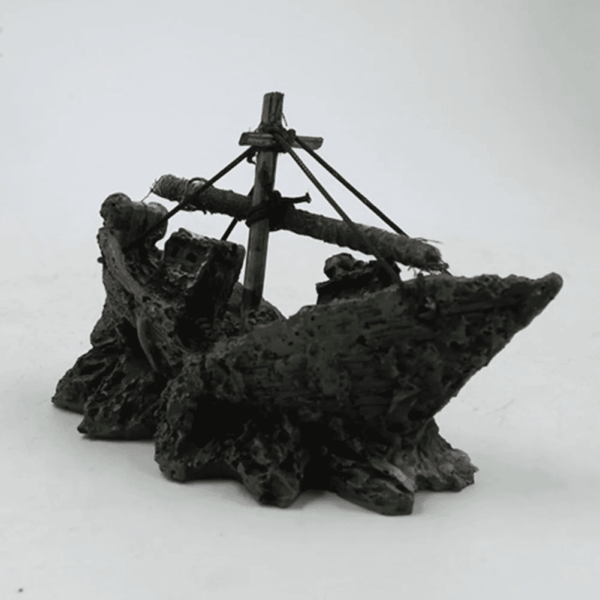 Fish Tank Decoration - Aquarium Accessories,Shipwreck Decor,Resin Material Sunken Ship Decorations for Fish Favors, Multi,4.9"X2.5"X3.7" - Image 5